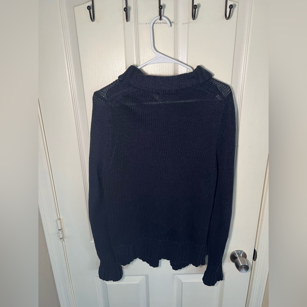 Eddie Bauer Navy Blue Knit Button Front Cardigan Sweater Size L - Picture 9 of 10